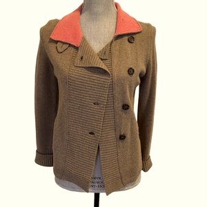 Women’s Banana Republic Wool Brown & Pink Cardigan Sweater XS